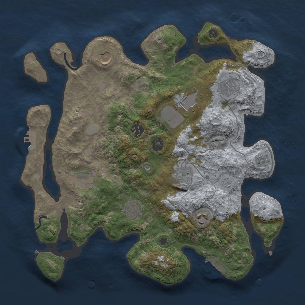 Rust Map: Procedural Map, Size: 3500, Seed: 56789, 18 Monuments