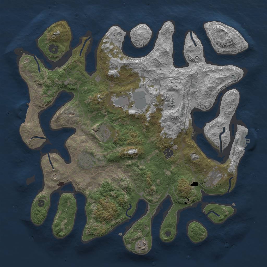 Rust Map: Procedural Map, Size: 4000, Seed: 1275, 12 Monuments