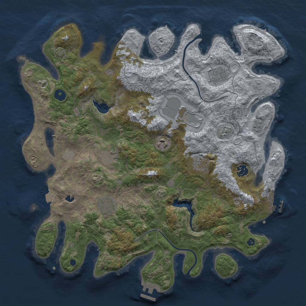 Rust Map: Procedural Map, Size: 4000, Seed: 1275, 14 Monuments