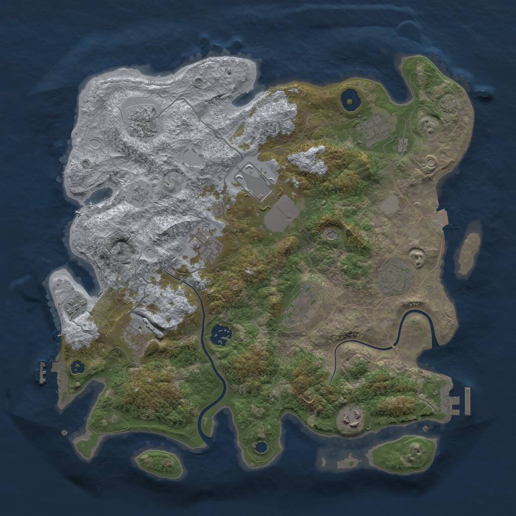 Rust Map: Procedural Map, Size: 3700, Seed: 85, 16 Monuments
