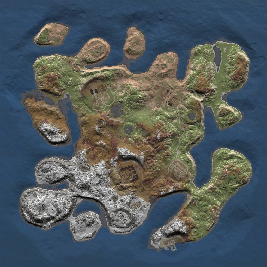 Rust Map: Procedural Map, Size: 3000, Seed: 2291837, 10 Monuments