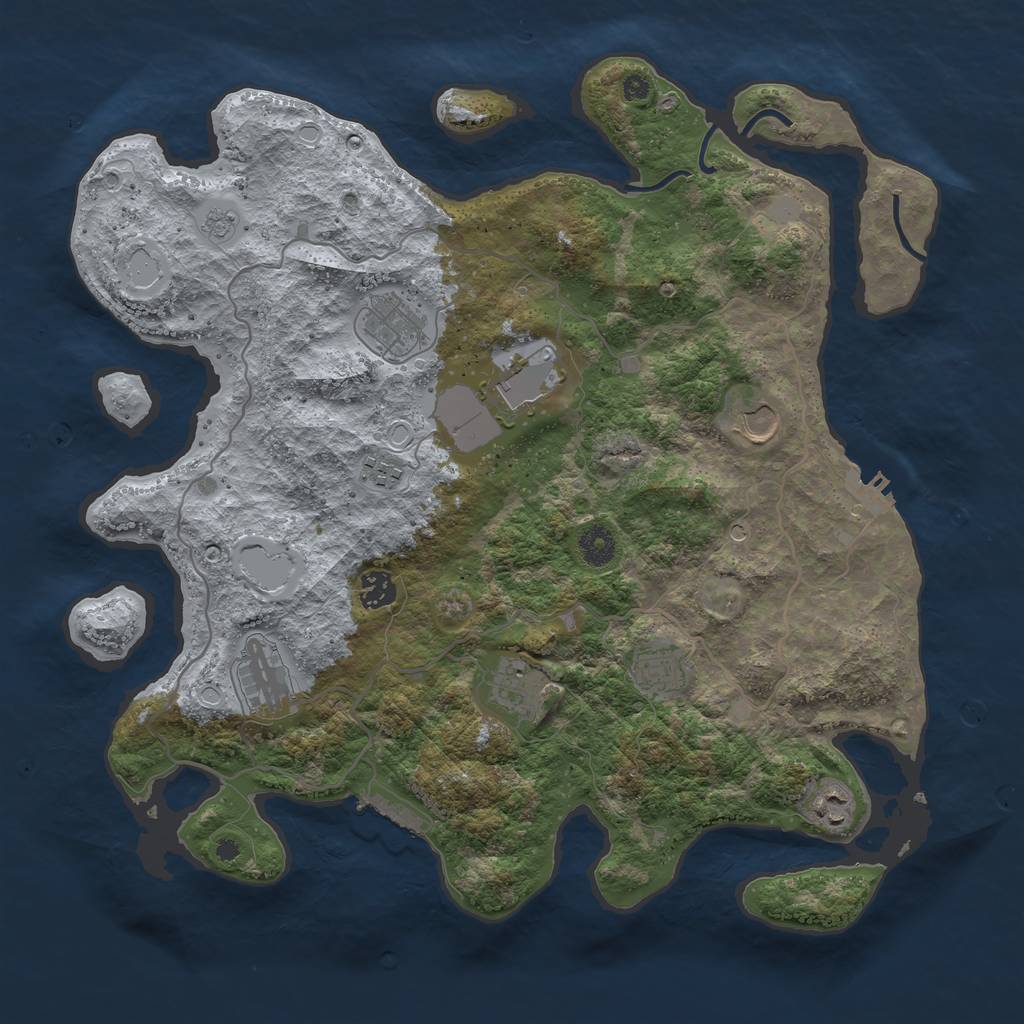 Rust Map: Procedural Map, Size: 4000, Seed: 151323547, 18 Monuments