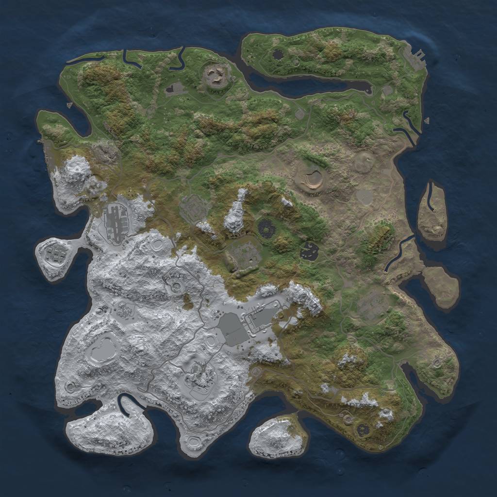 Rust Map: Procedural Map, Size: 4000, Seed: 6666, 19 Monuments