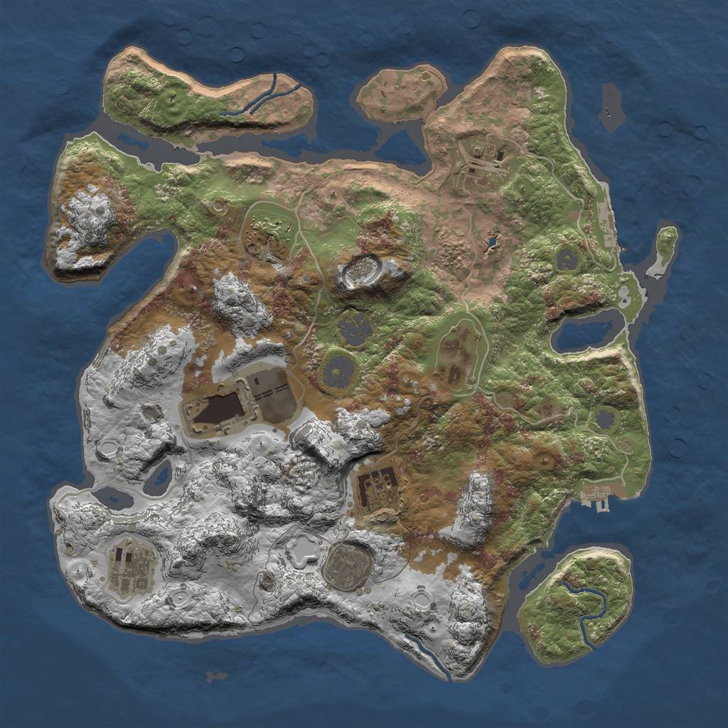 Rust Map: Procedural Map, Size: 3500, Seed: 135, 14 Monuments