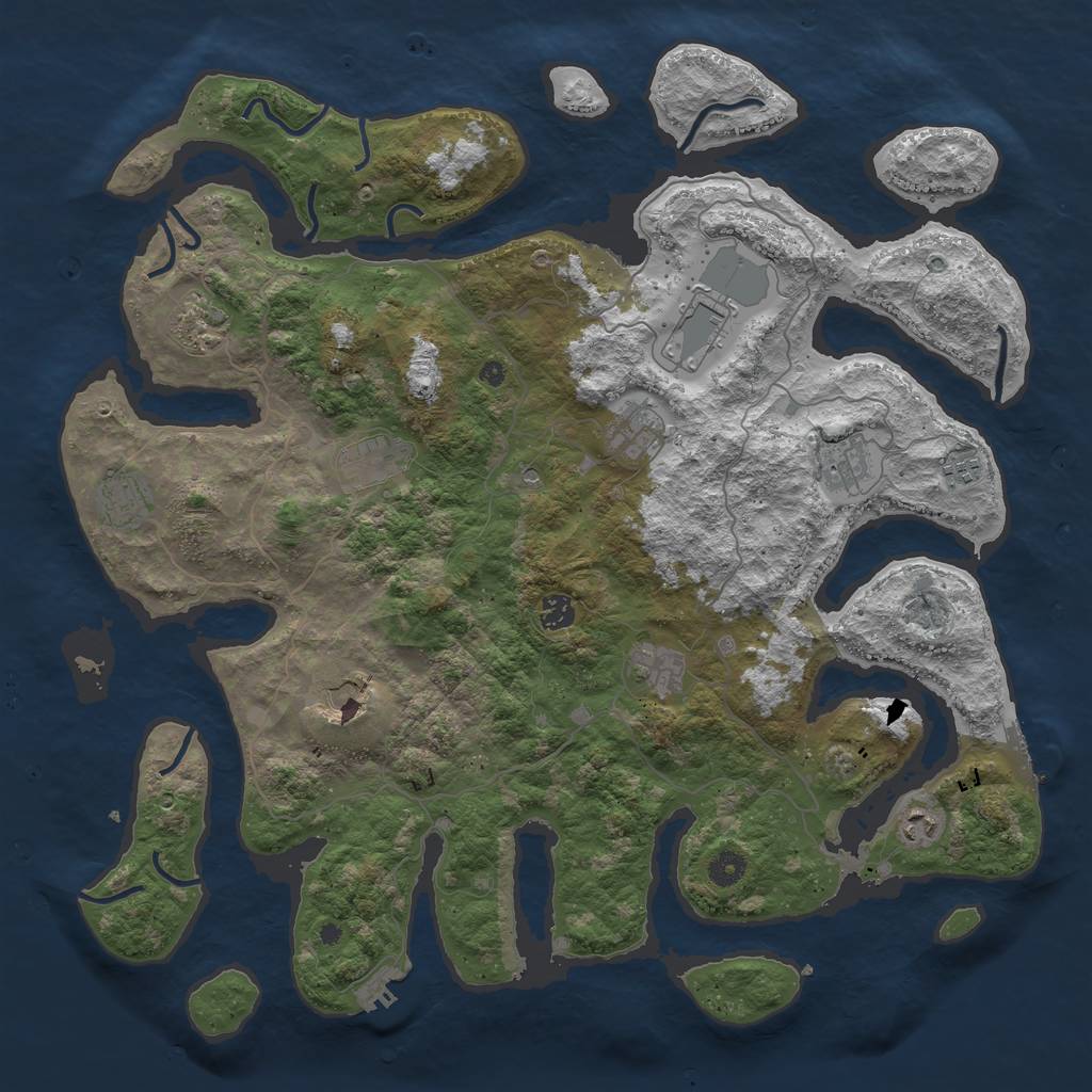 Rust Map: Procedural Map, Size: 4500, Seed: 291517, 16 Monuments