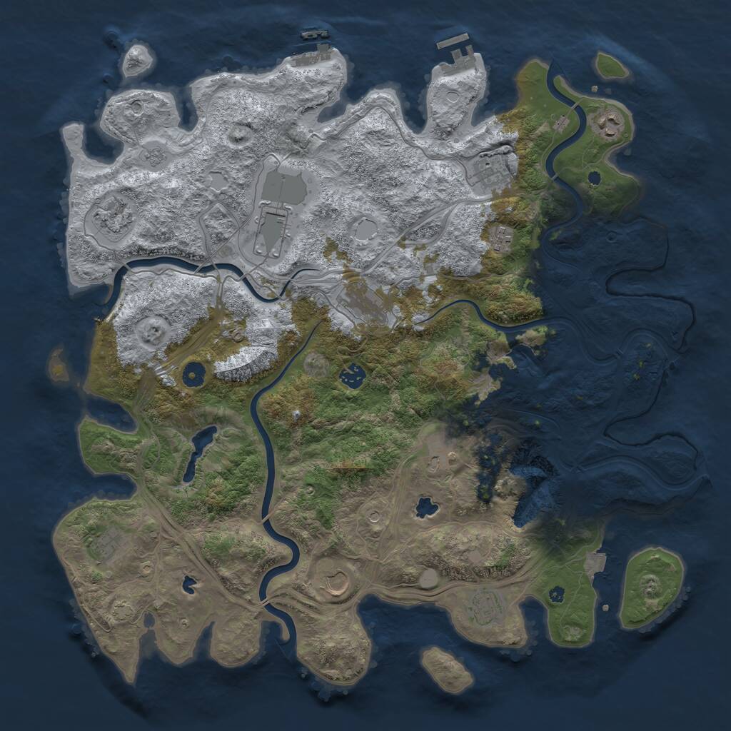 Rust Map: Procedural Map, Size: 4500, Seed: 7476, 17 Monuments