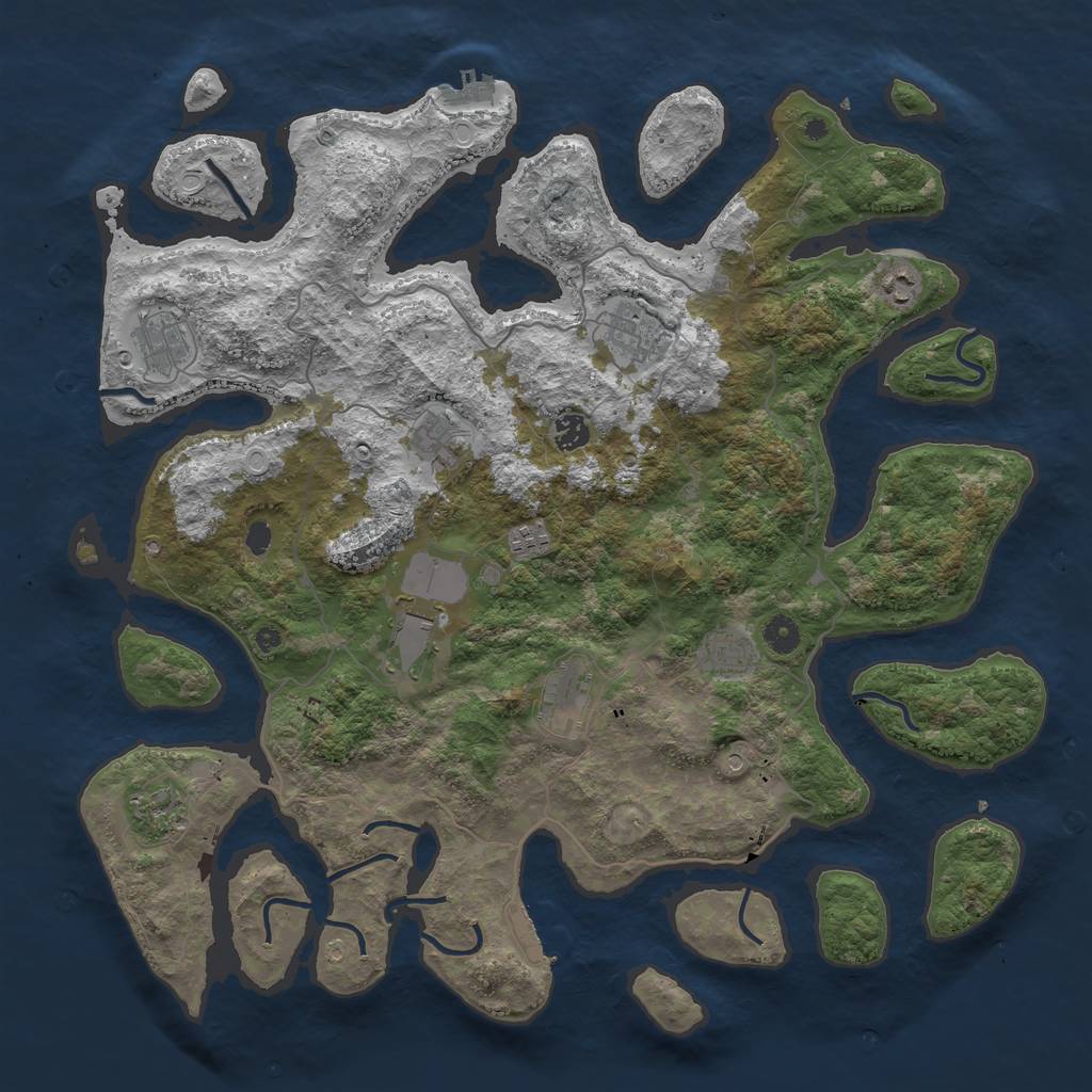 Rust Map: Procedural Map, Size: 4500, Seed: 7476, 18 Monuments