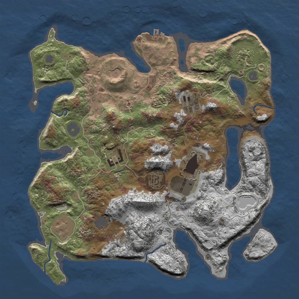 Rust Map: Procedural Map, Size: 3500, Seed: 84, 13 Monuments