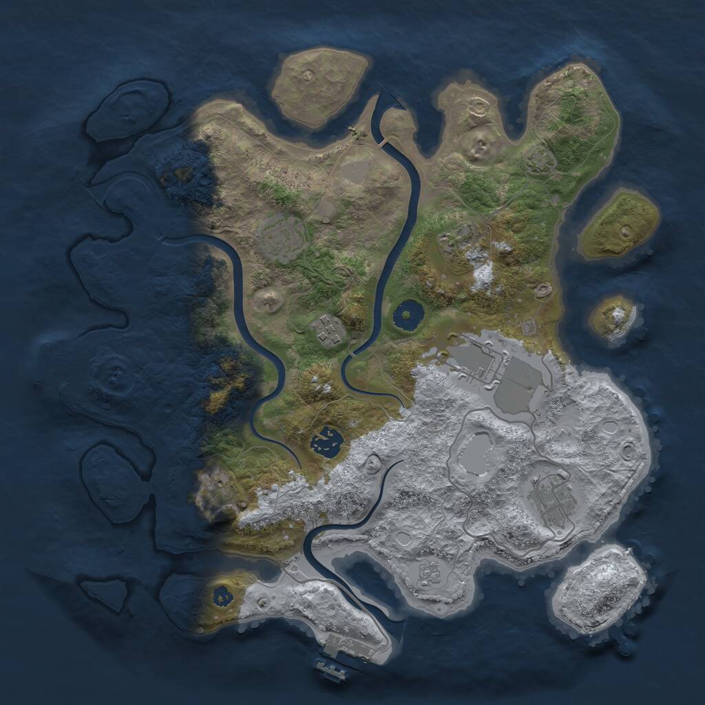 Rust Map: Procedural Map, Size: 3500, Seed: 84, 12 Monuments