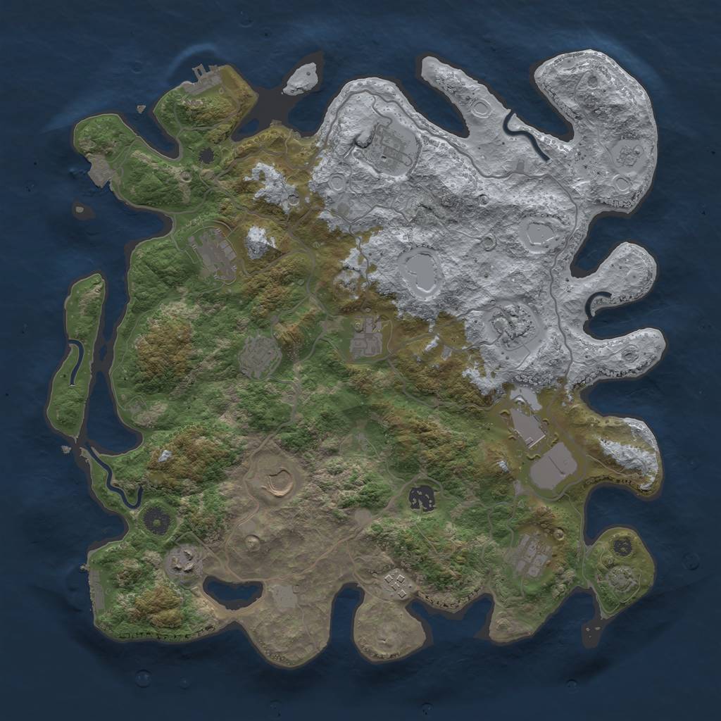 Rust Map: Procedural Map, Size: 4000, Seed: 333, 19 Monuments