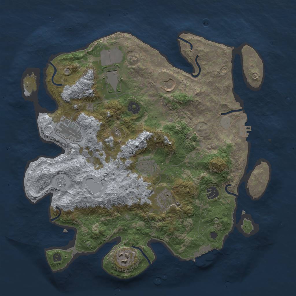 Rust Map: Procedural Map, Size: 3500, Seed: 21252, 14 Monuments