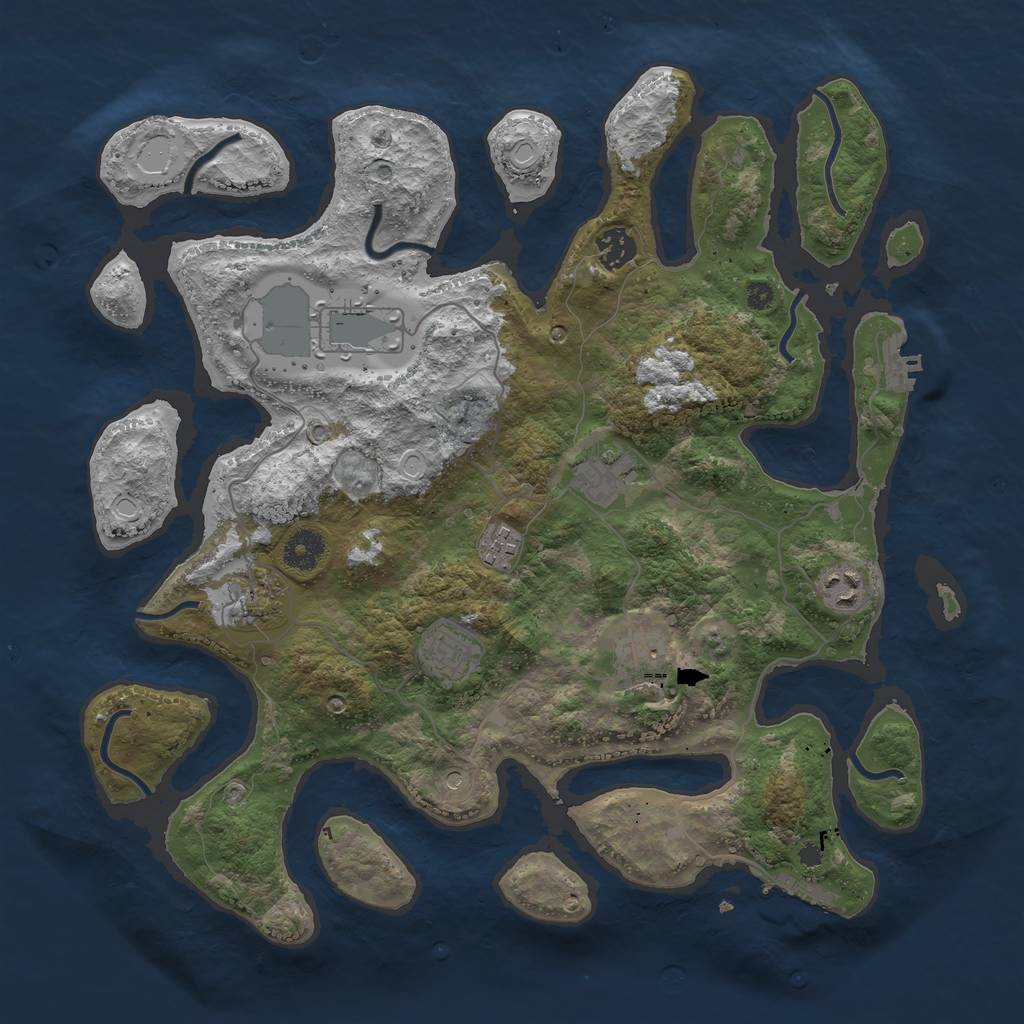 Rust Map: Procedural Map, Size: 3800, Seed: 1912, 19 Monuments