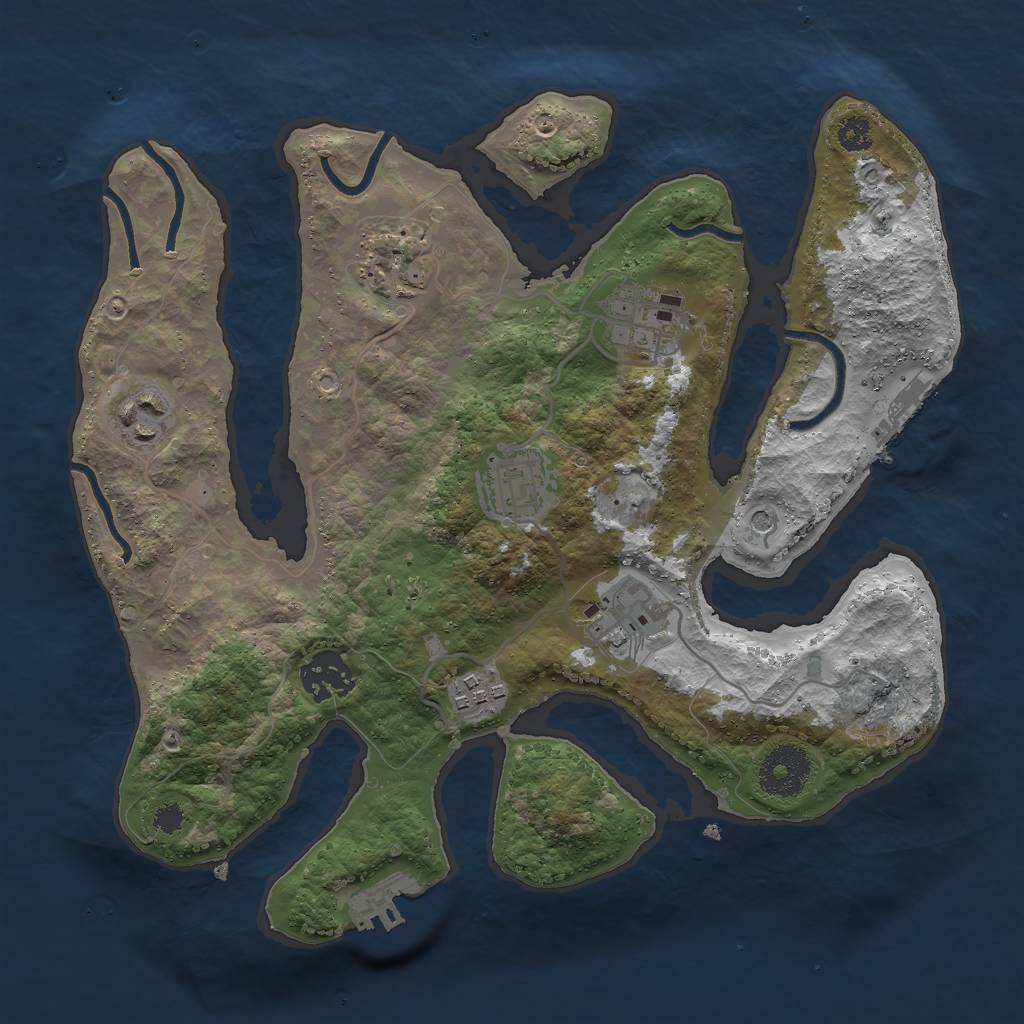 Rust Map: Procedural Map, Size: 3000, Seed: 598078449, 12 Monuments