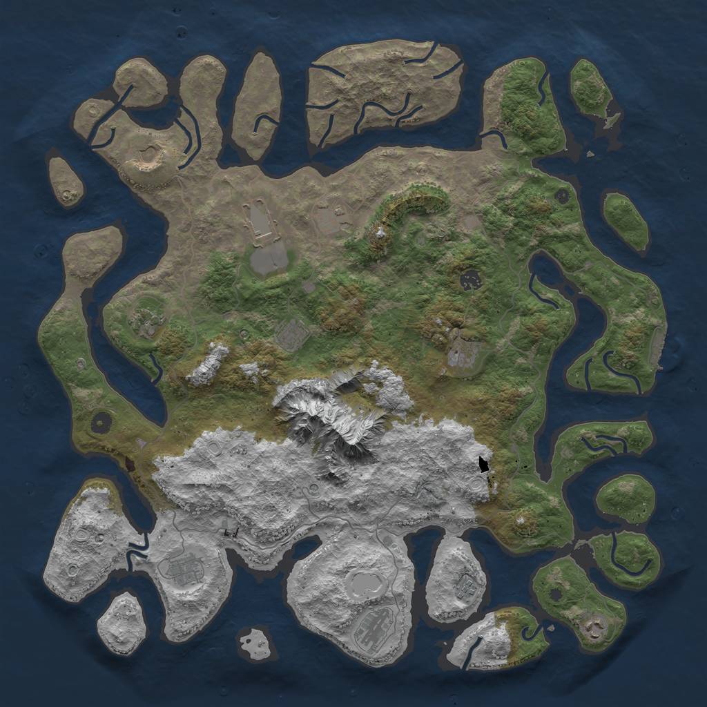 Rust Map: Procedural Map, Size: 5000, Seed: 5455, 18 Monuments