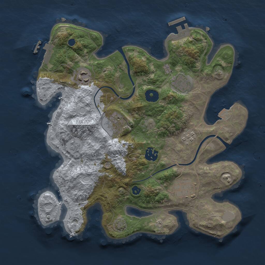 Rust Map: Procedural Map, Size: 3000, Seed: 1910021122, 11 Monuments