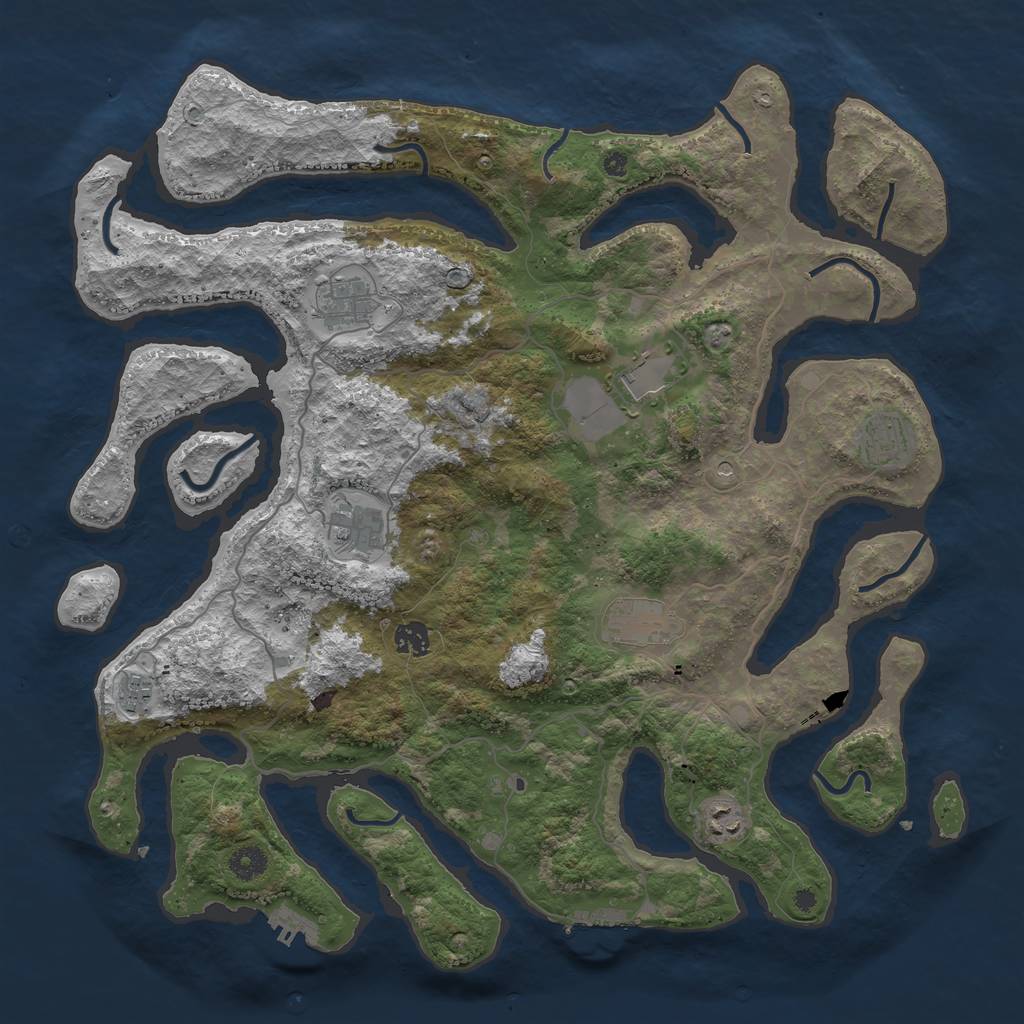 Rust Map: Procedural Map, Size: 4250, Seed: 51404, 13 Monuments