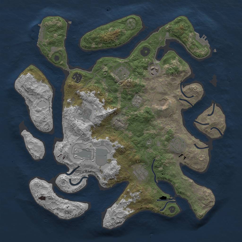 Rust Map: Procedural Map, Size: 3800, Seed: 23451, 20 Monuments