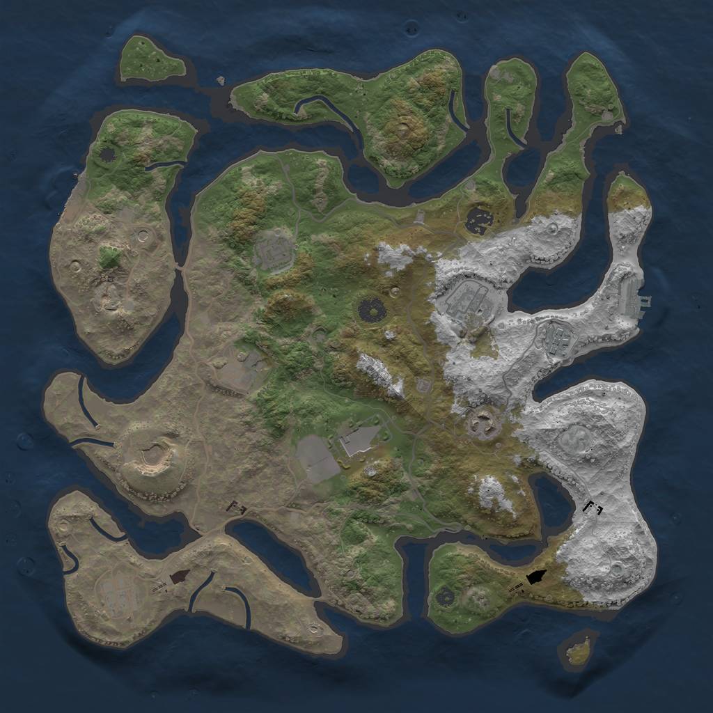 Rust Map: Procedural Map, Size: 4000, Seed: 3451212, 14 Monuments