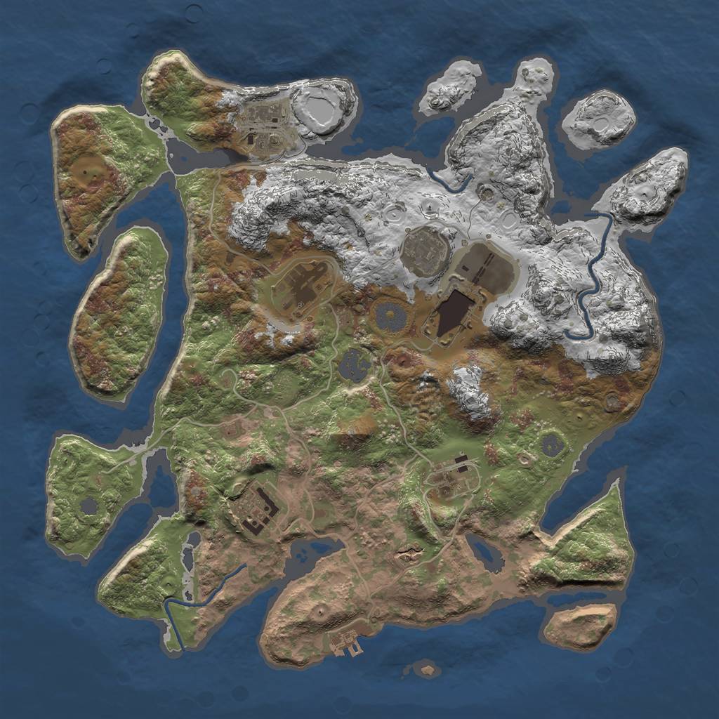 Rust Map: Procedural Map, Size: 3500, Seed: 2147483641, 12 Monuments