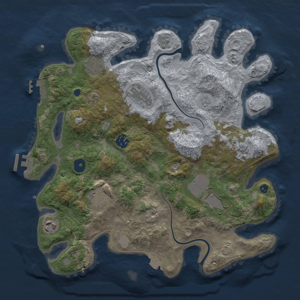 Rust Map: Procedural Map, Size: 3500, Seed: 2147483641, 14 Monuments