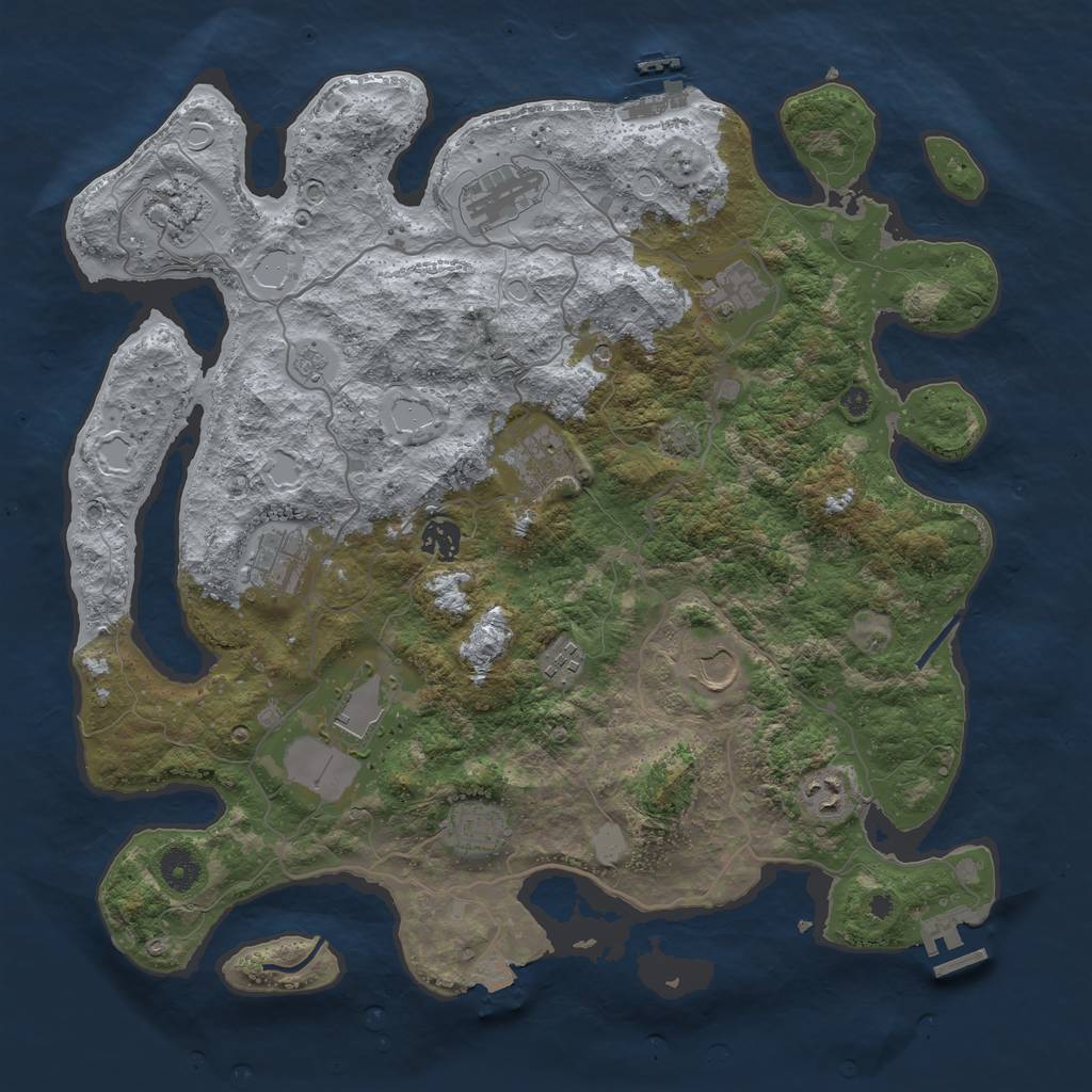 Rust Map: Procedural Map, Size: 4000, Seed: 105, 19 Monuments