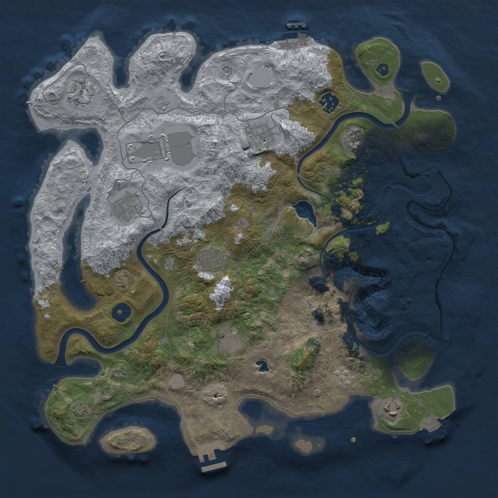 Rust Map: Procedural Map, Size: 4000, Seed: 105, 15 Monuments