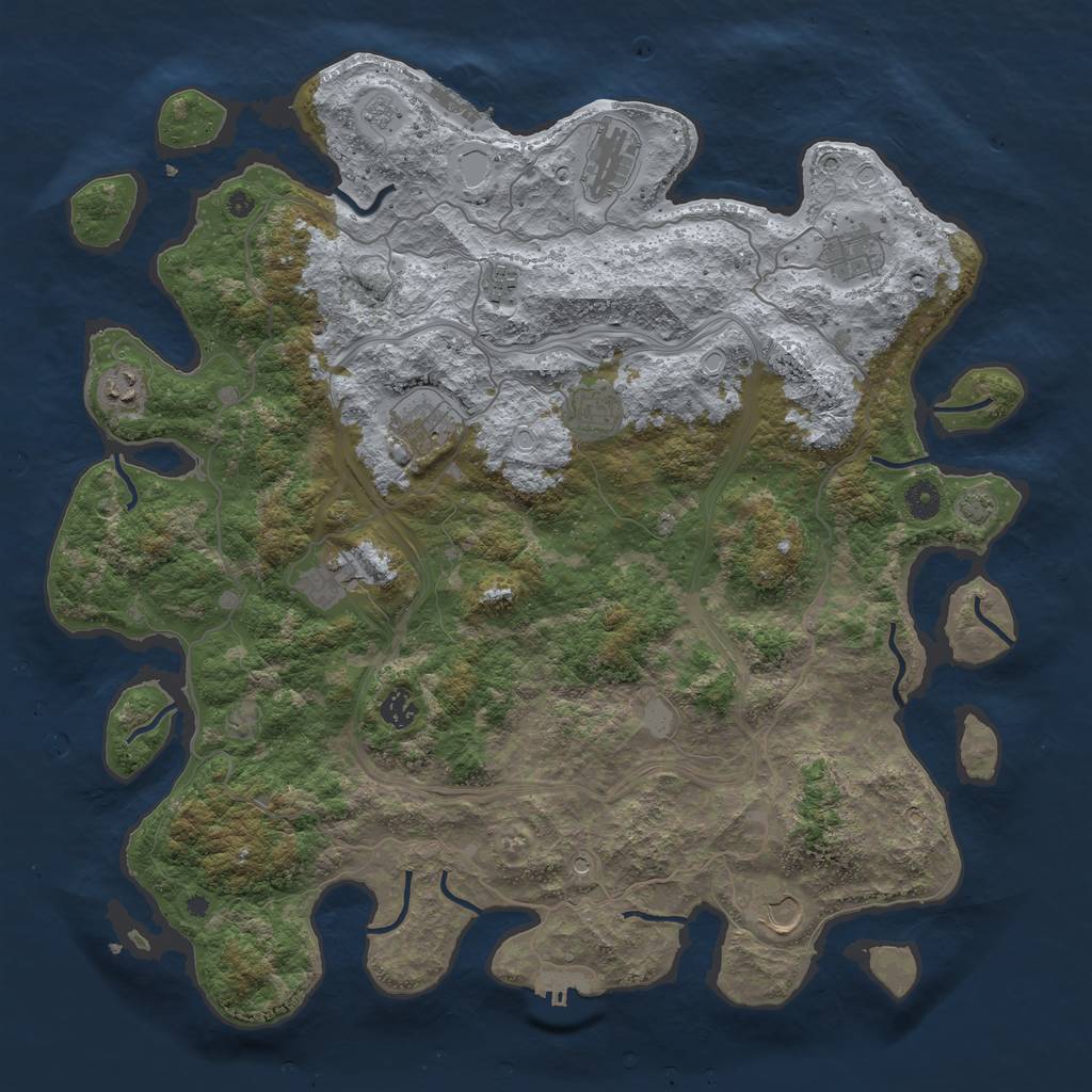 Rust Map: Procedural Map, Size: 4400, Seed: 1, 17 Monuments