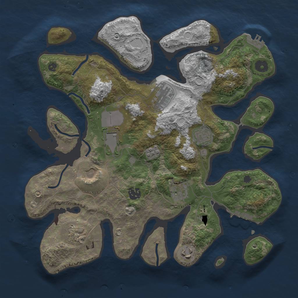 Rust Map: Procedural Map, Size: 3500, Seed: 992325539, 17 Monuments