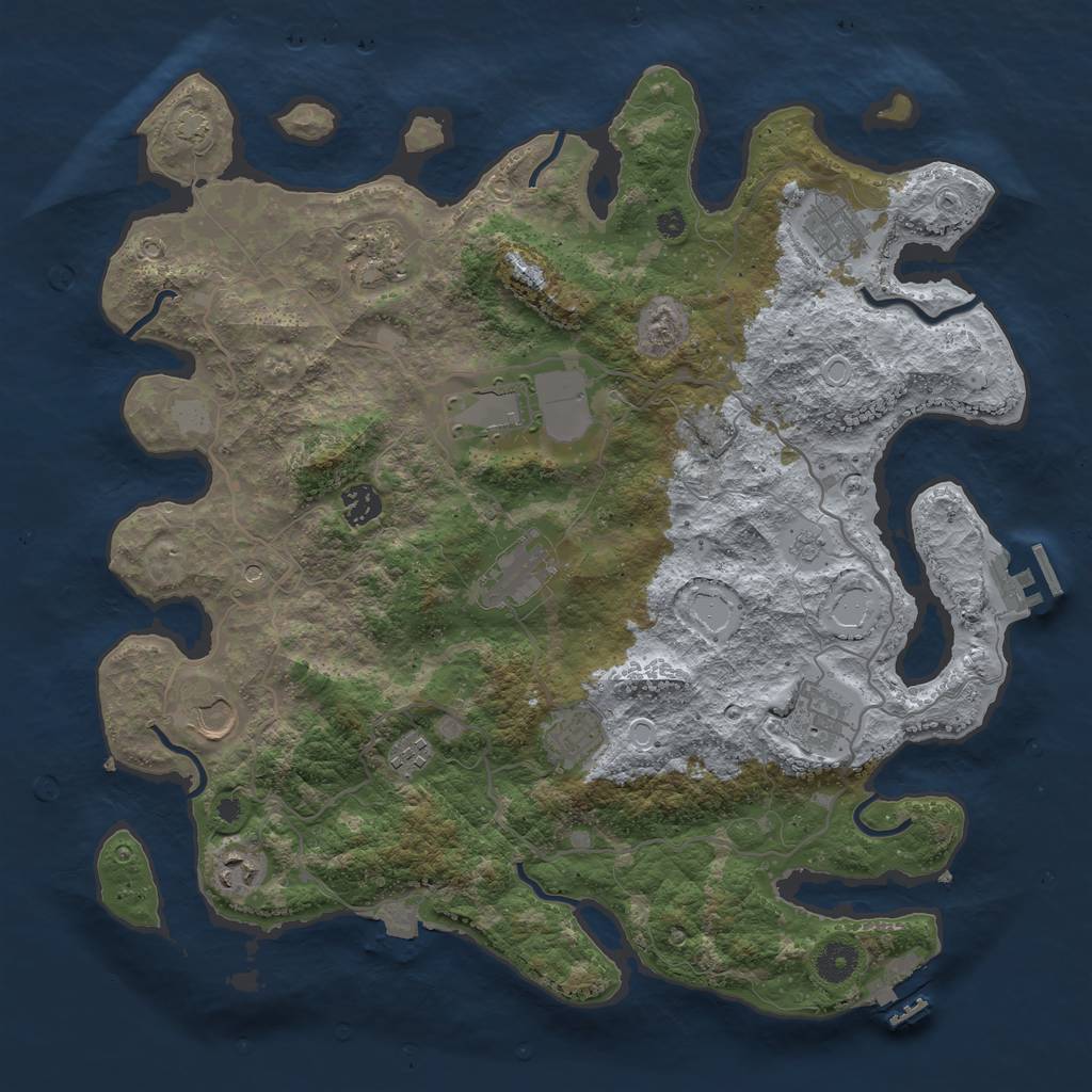 Rust Map: Procedural Map, Size: 4000, Seed: 1600, 18 Monuments