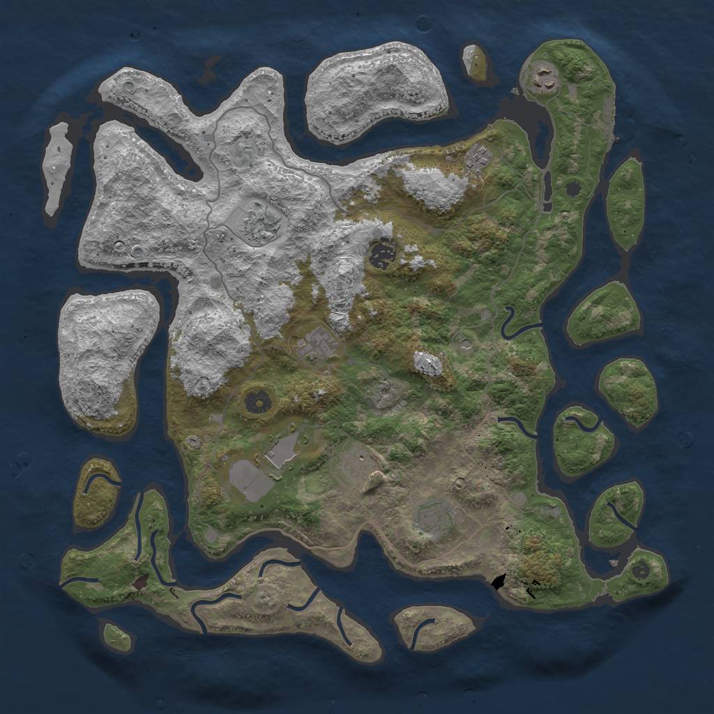 Rust Map: Procedural Map, Size: 4250, Seed: 4114, 12 Monuments