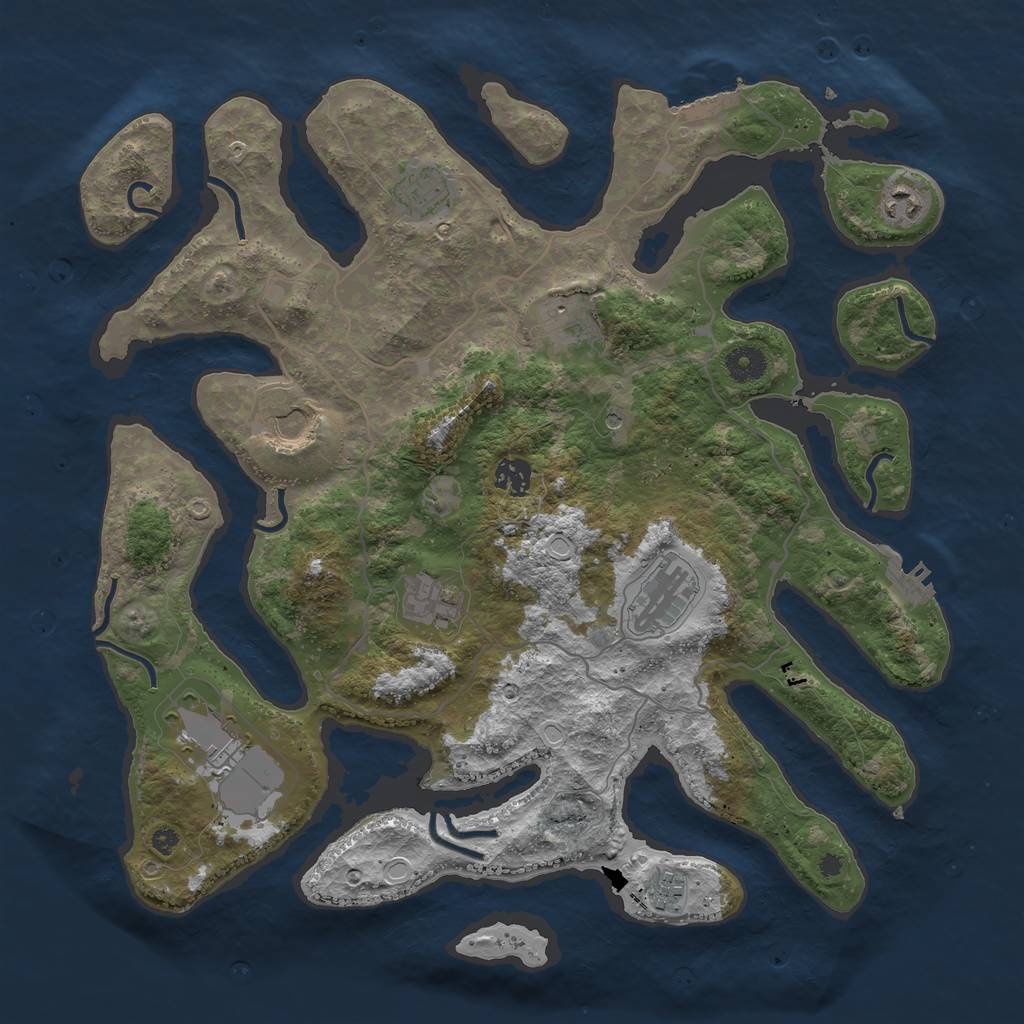 Rust Map: Procedural Map, Size: 4000, Seed: 7661622, 17 Monuments