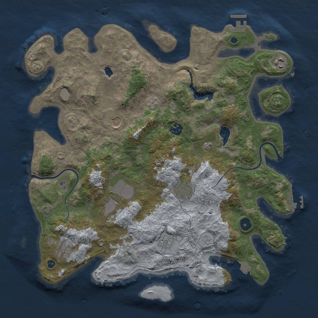 Rust Map: Procedural Map, Size: 4000, Seed: 7661622, 14 Monuments