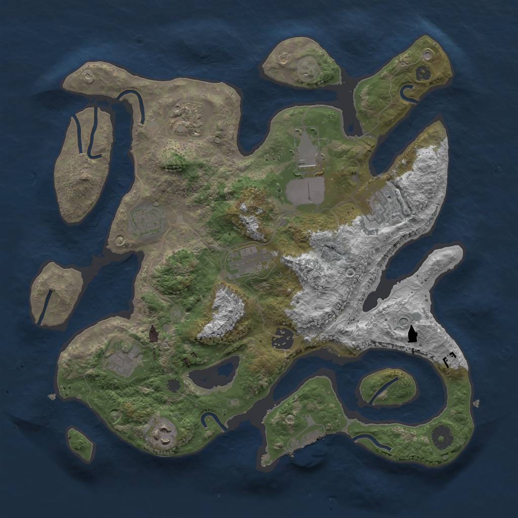 Rust Map: Procedural Map, Size: 3500, Seed: 907011700, 12 Monuments