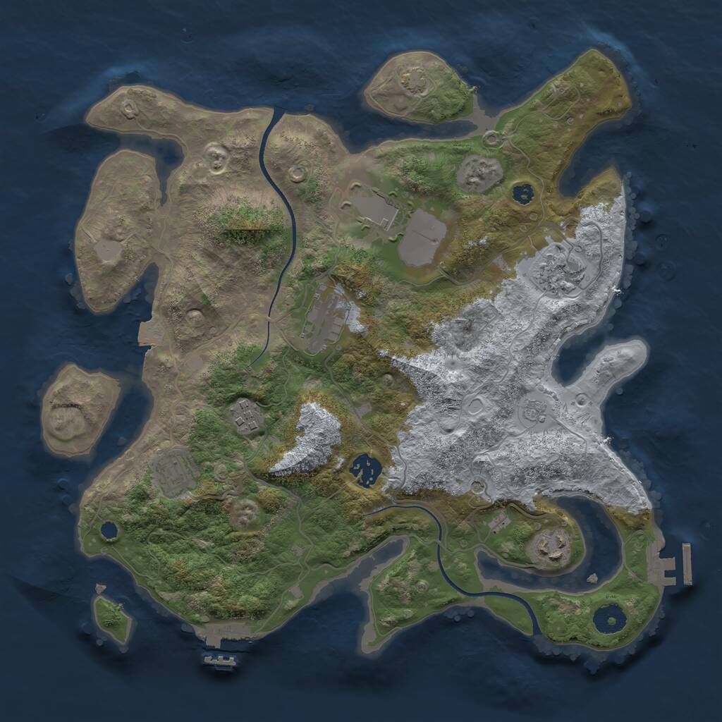 Rust Map: Procedural Map, Size: 3500, Seed: 907011700, 13 Monuments