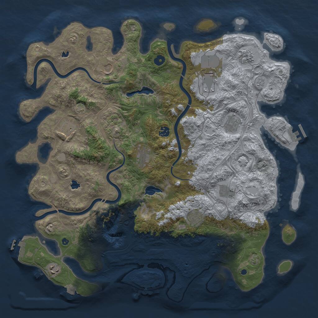 Rust Map: Procedural Map, Size: 4500, Seed: 220090, 17 Monuments