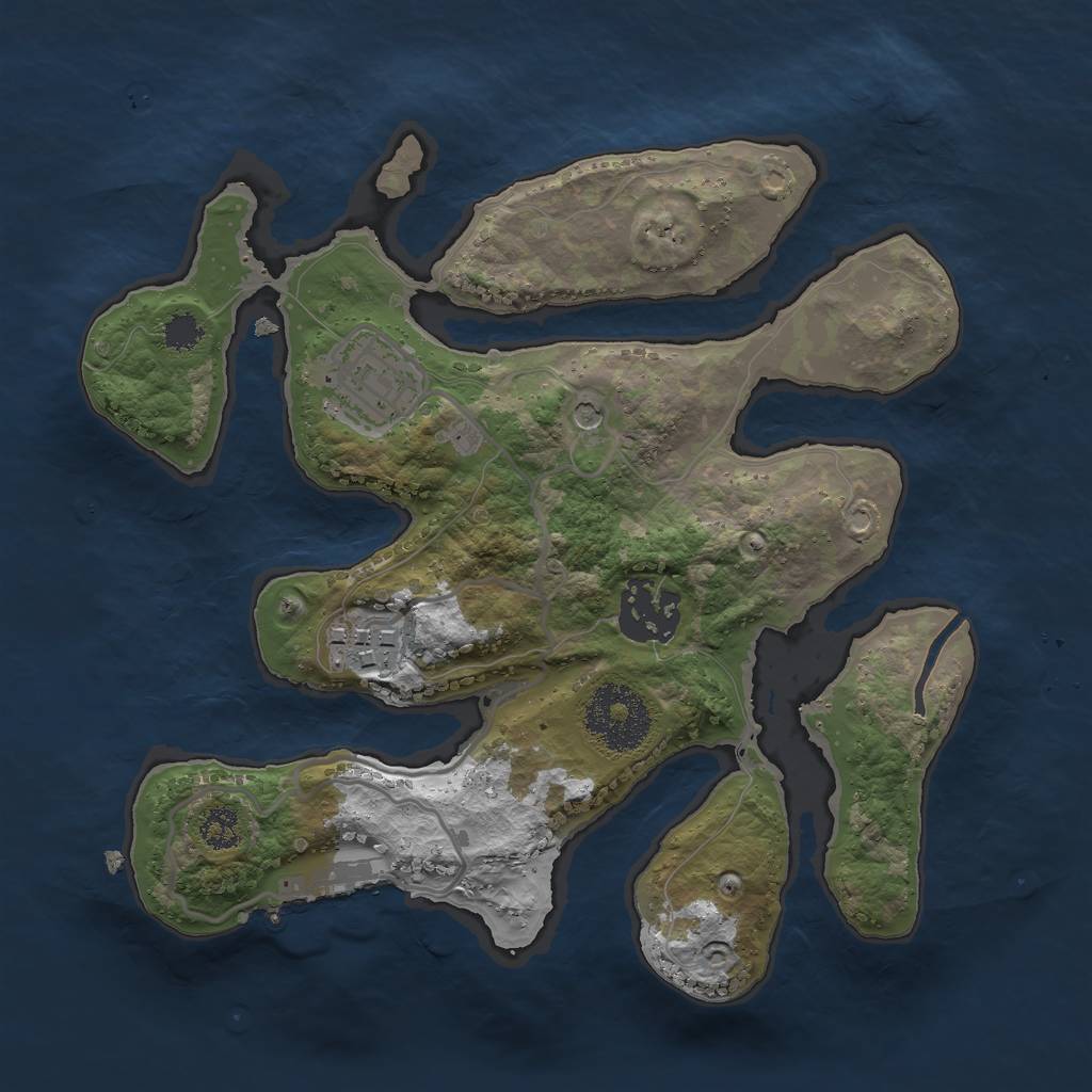 Rust Map: Procedural Map, Size: 2500, Seed: 2347989, 7 Monuments