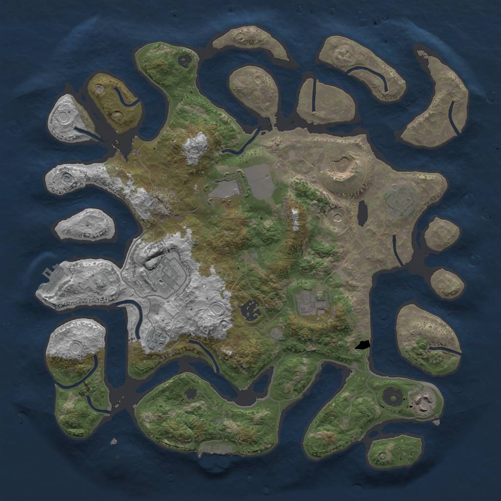 Rust Map: Procedural Map, Size: 3750, Seed: 123456, 16 Monuments