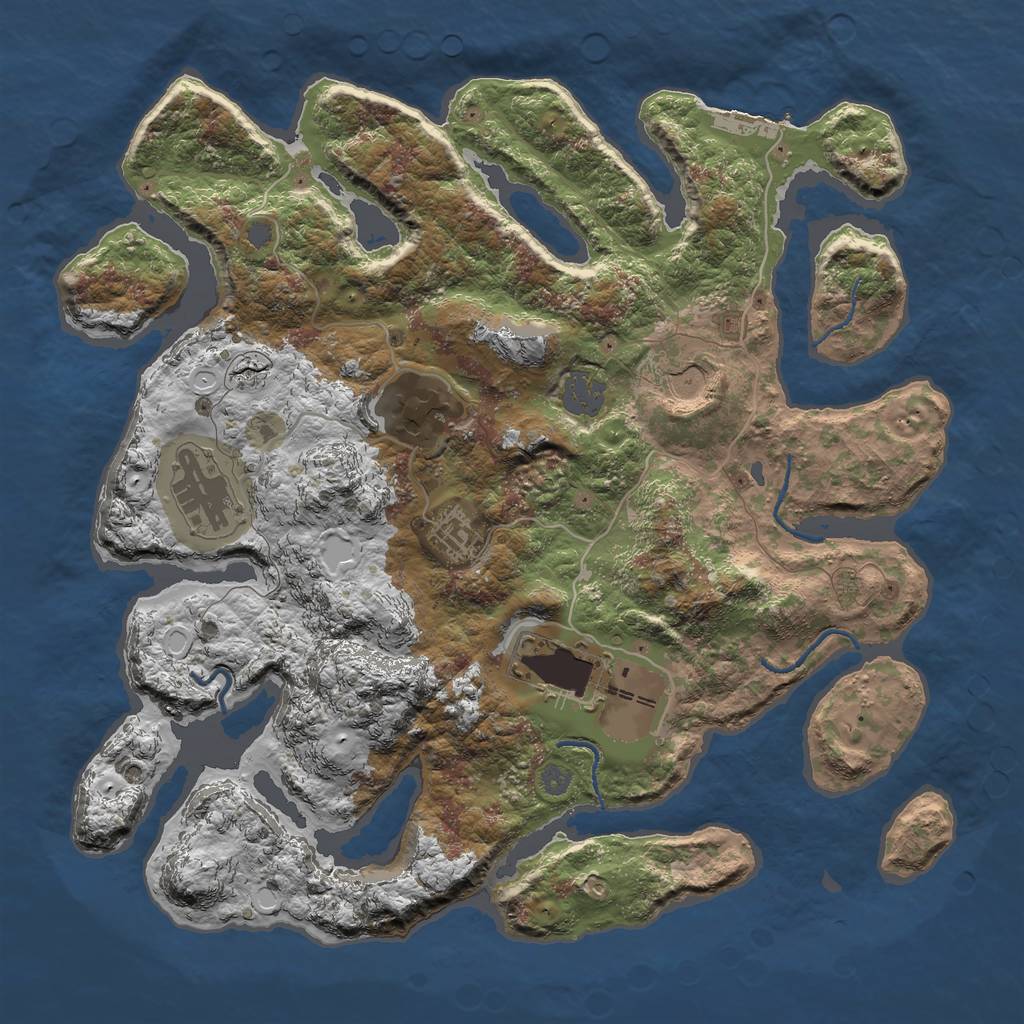 Rust Map: Procedural Map, Size: 3500, Seed: 895244876, 11 Monuments