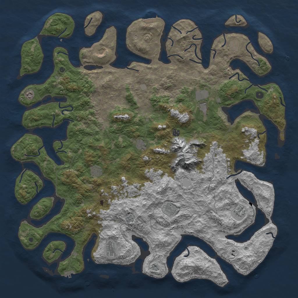 Rust Map: Procedural Map, Size: 6000, Seed: 234624365, 19 Monuments