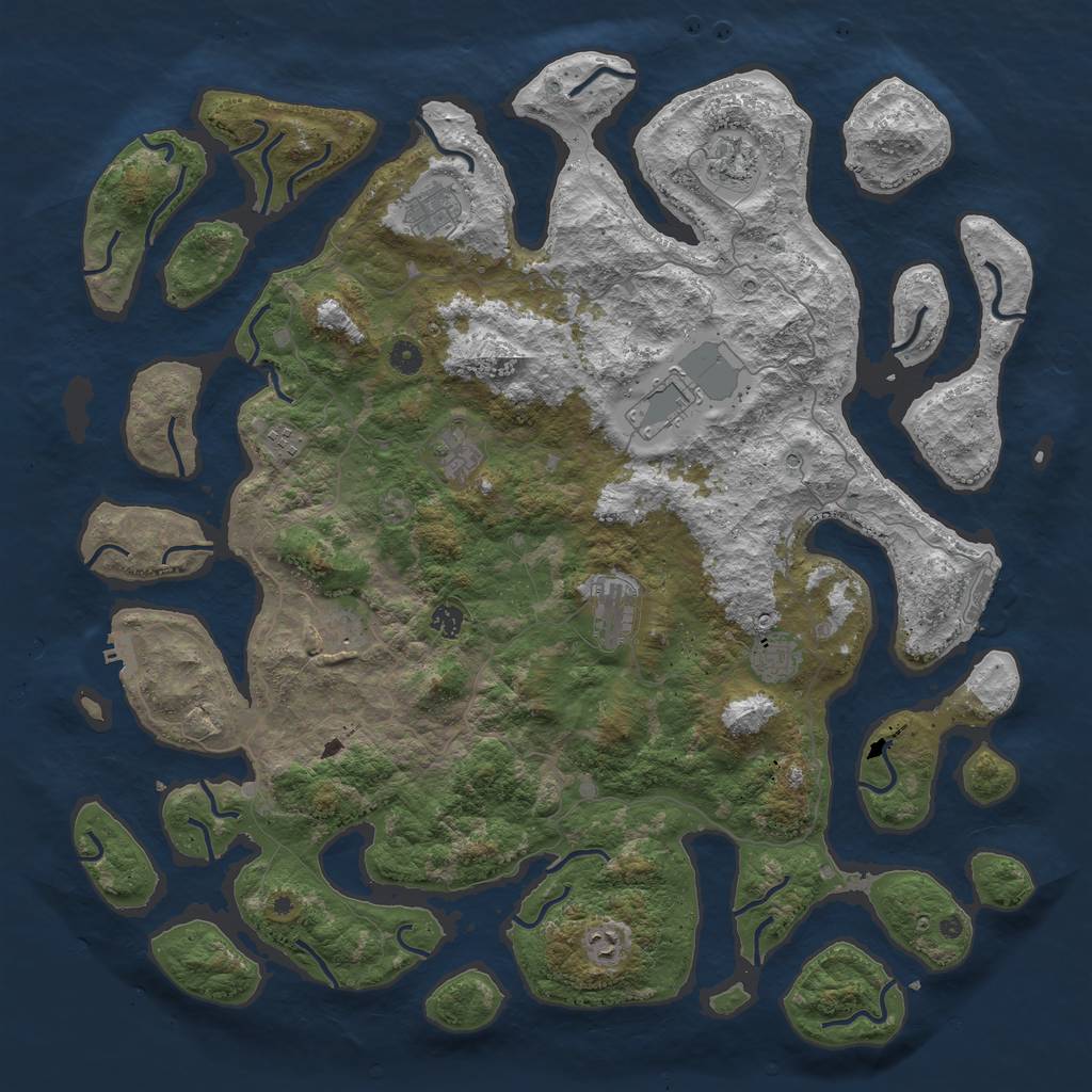 Rust Map: Procedural Map, Size: 5000, Seed: 42069, 15 Monuments