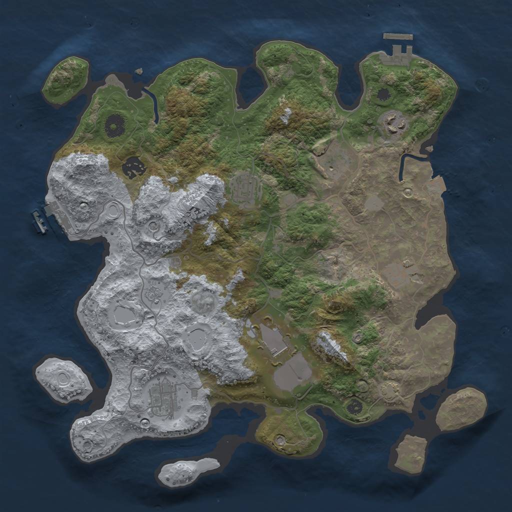 Rust Map: Procedural Map, Size: 3500, Seed: 4345, 15 Monuments