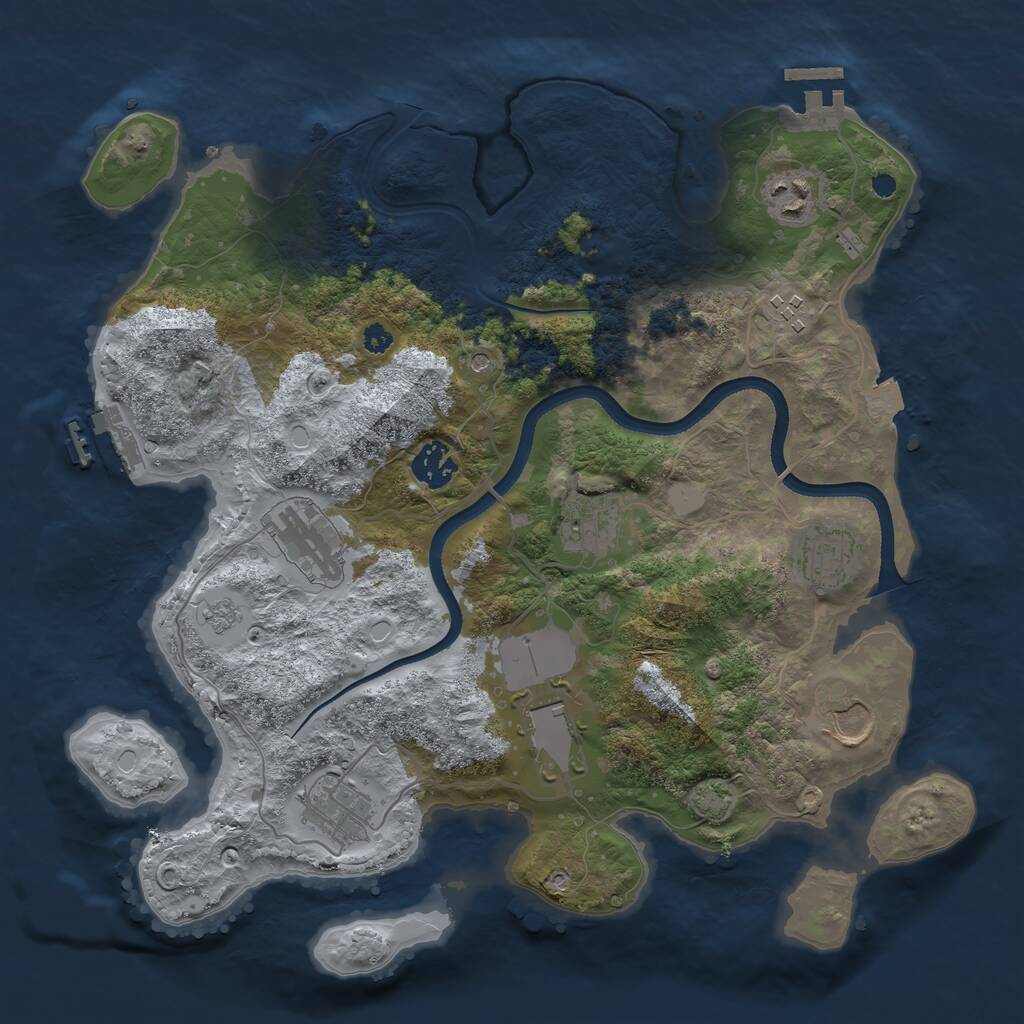 Rust Map: Procedural Map, Size: 3500, Seed: 4345, 15 Monuments
