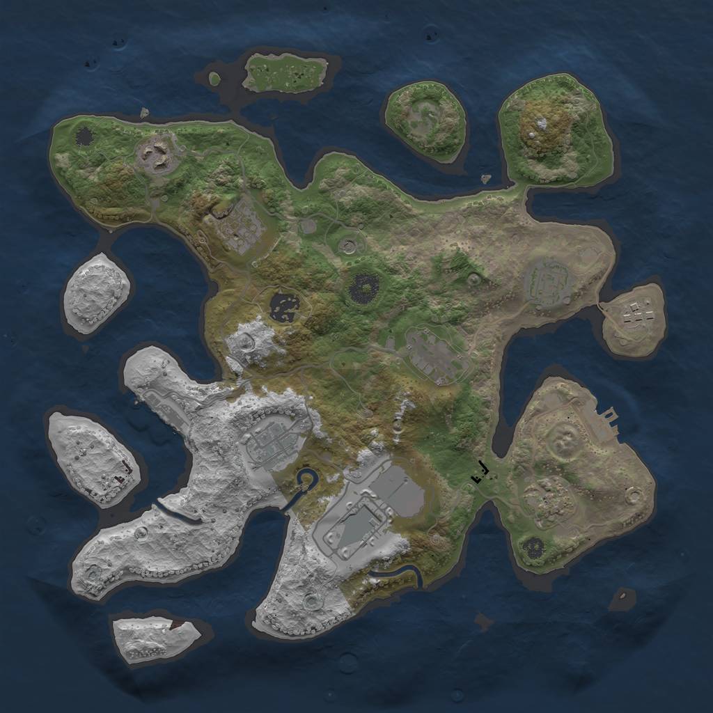 Rust Map: Procedural Map, Size: 3500, Seed: 6942069, 14 Monuments