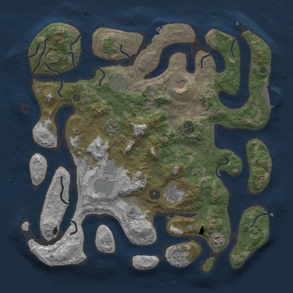 Rust Map: Procedural Map, Size: 4000, Seed: 169181321, 19 Monuments