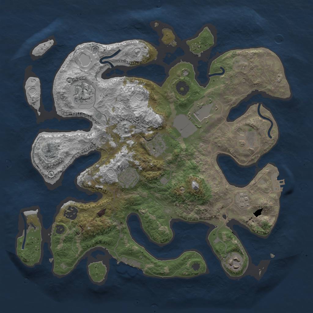 Rust Map: Procedural Map, Size: 3500, Seed: 335016282, 19 Monuments