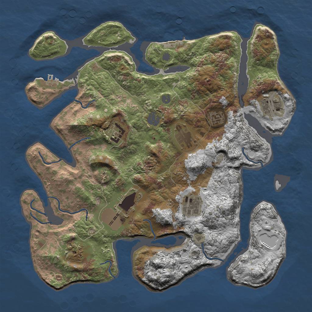 Rust Map: Procedural Map, Size: 3600, Seed: 352, 14 Monuments