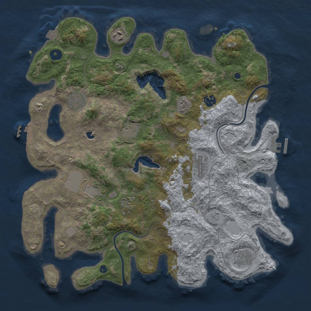 Rust Map: Procedural Map, Size: 4000, Seed: 113845736, 14 Monuments