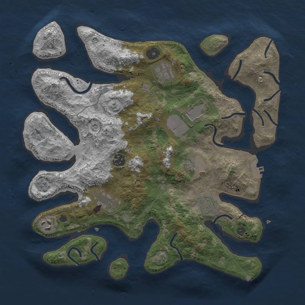 Rust Map: Procedural Map, Size: 3600, Seed: 537894, 12 Monuments