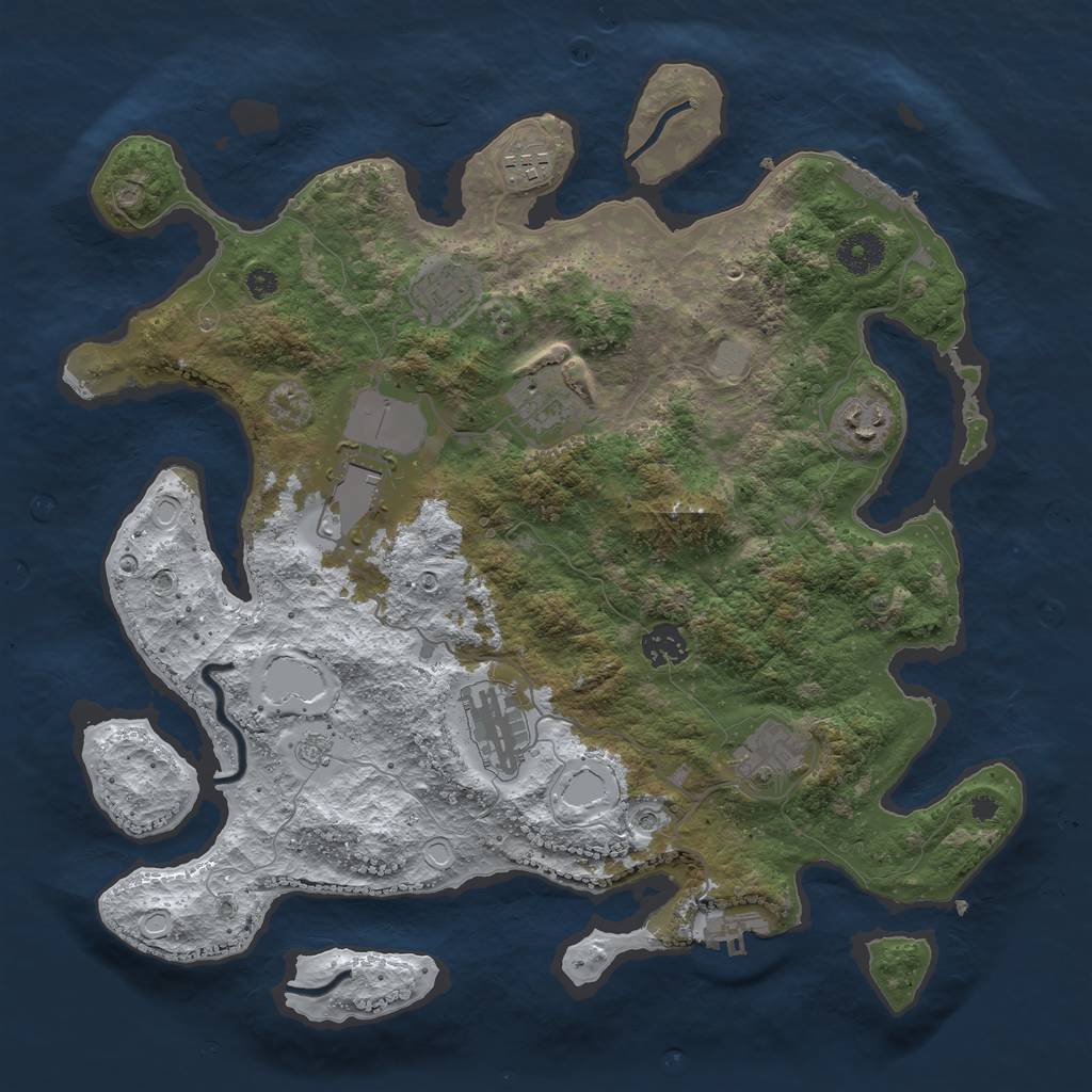 Rust Map: Procedural Map, Size: 3700, Seed: 975, 17 Monuments