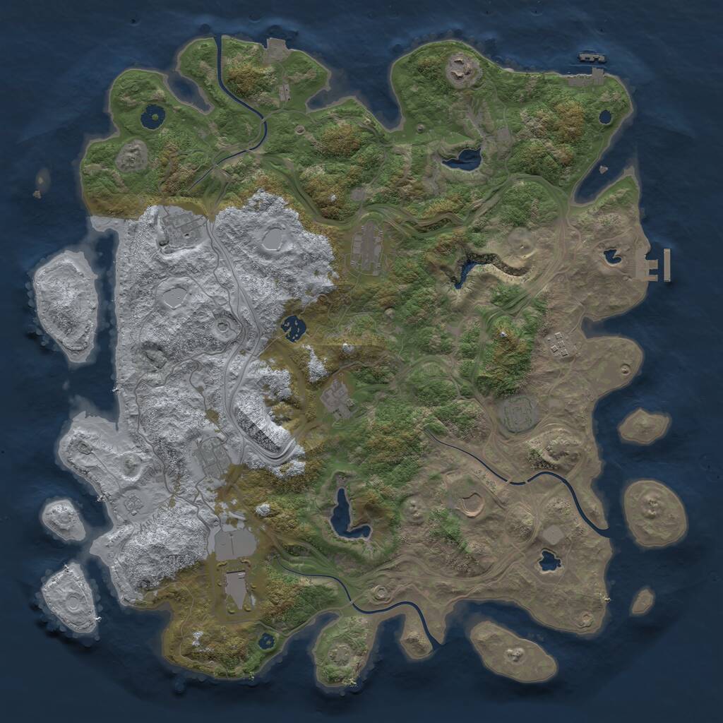 Rust Map: Procedural Map, Size: 4500, Seed: 2352139, 16 Monuments